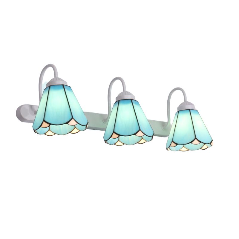 Tiffany Applique Murale Fleur Vintage, Métal, Noir/Bleu/Blanc, Salle de Bain - Neutralighting