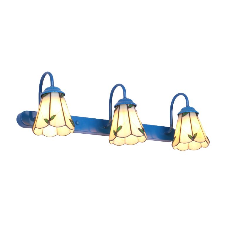 Tiffany Applique Murale Fleur Vintage, Métal, Noir/Bleu/Blanc, Salle de Bain - Neutralighting