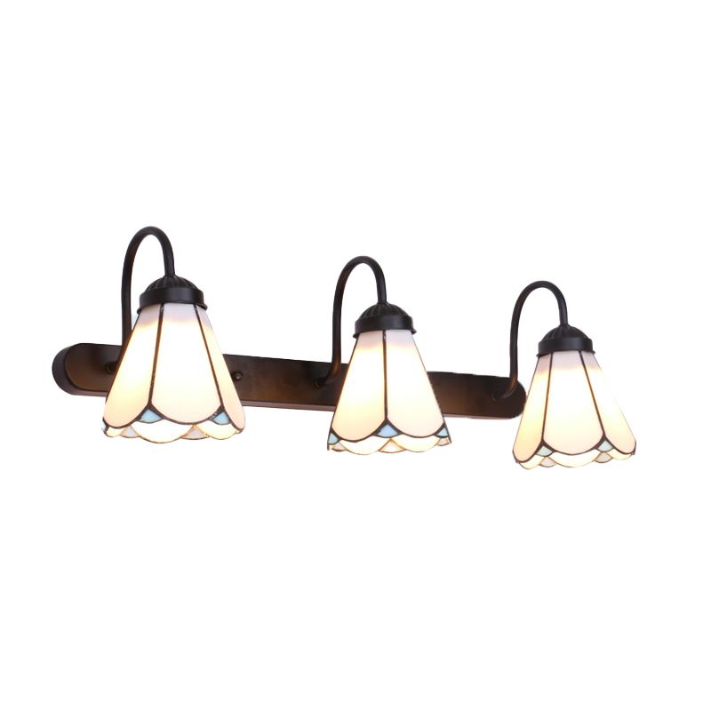 Tiffany Applique Murale Fleur Vintage, Métal, Noir/Bleu/Blanc, Salle de Bain - Neutralighting