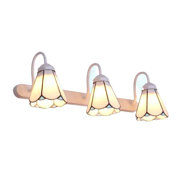 Tiffany Applique Murale Fleur Vintage, Métal, Noir/Bleu/Blanc, Salle de Bain - Neutralighting