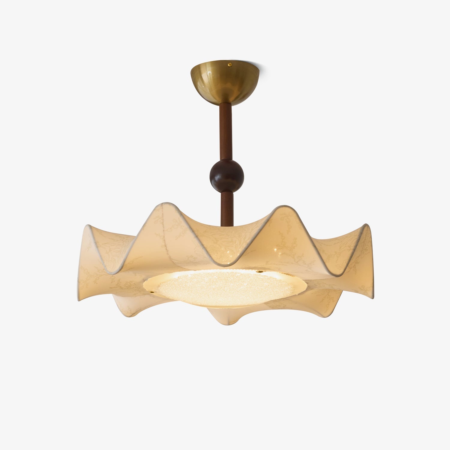 Cyrie Plafonnier en Tissu Gravé à Motif Floral et Bois - Neutralighting