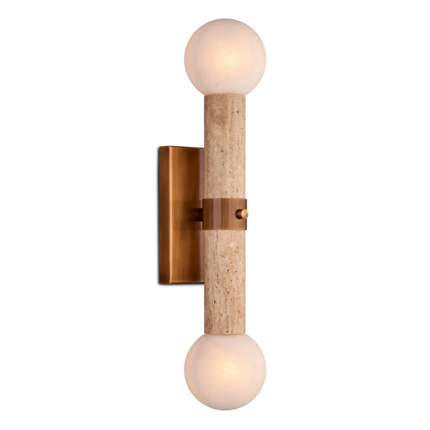 Dvaluvyh Modern Minimalist Travertine Metal Glass Wall Lamp - Lamp Copper