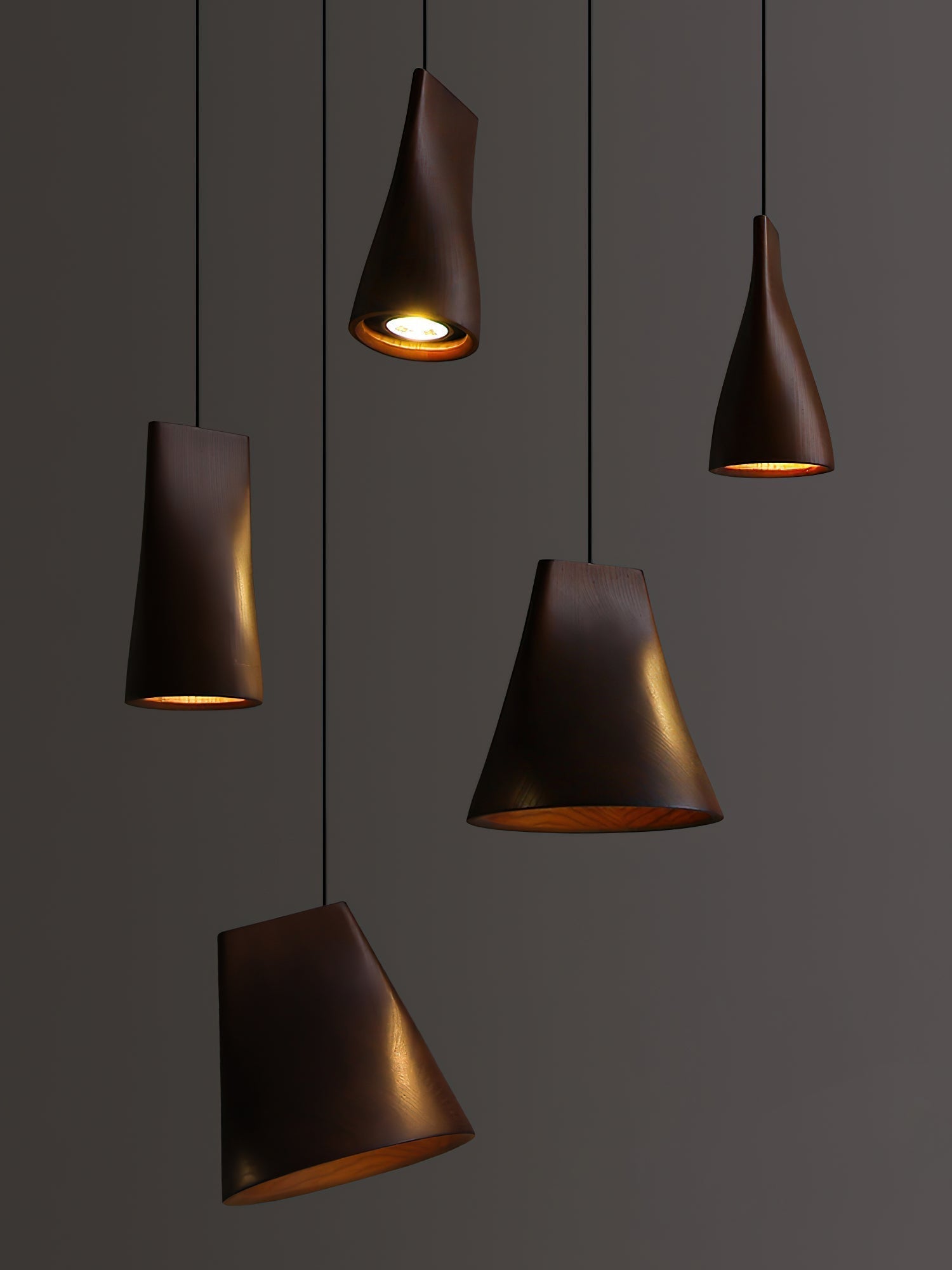 Ivarara Asymmetrical Wood Pendant Light - Blowlighting