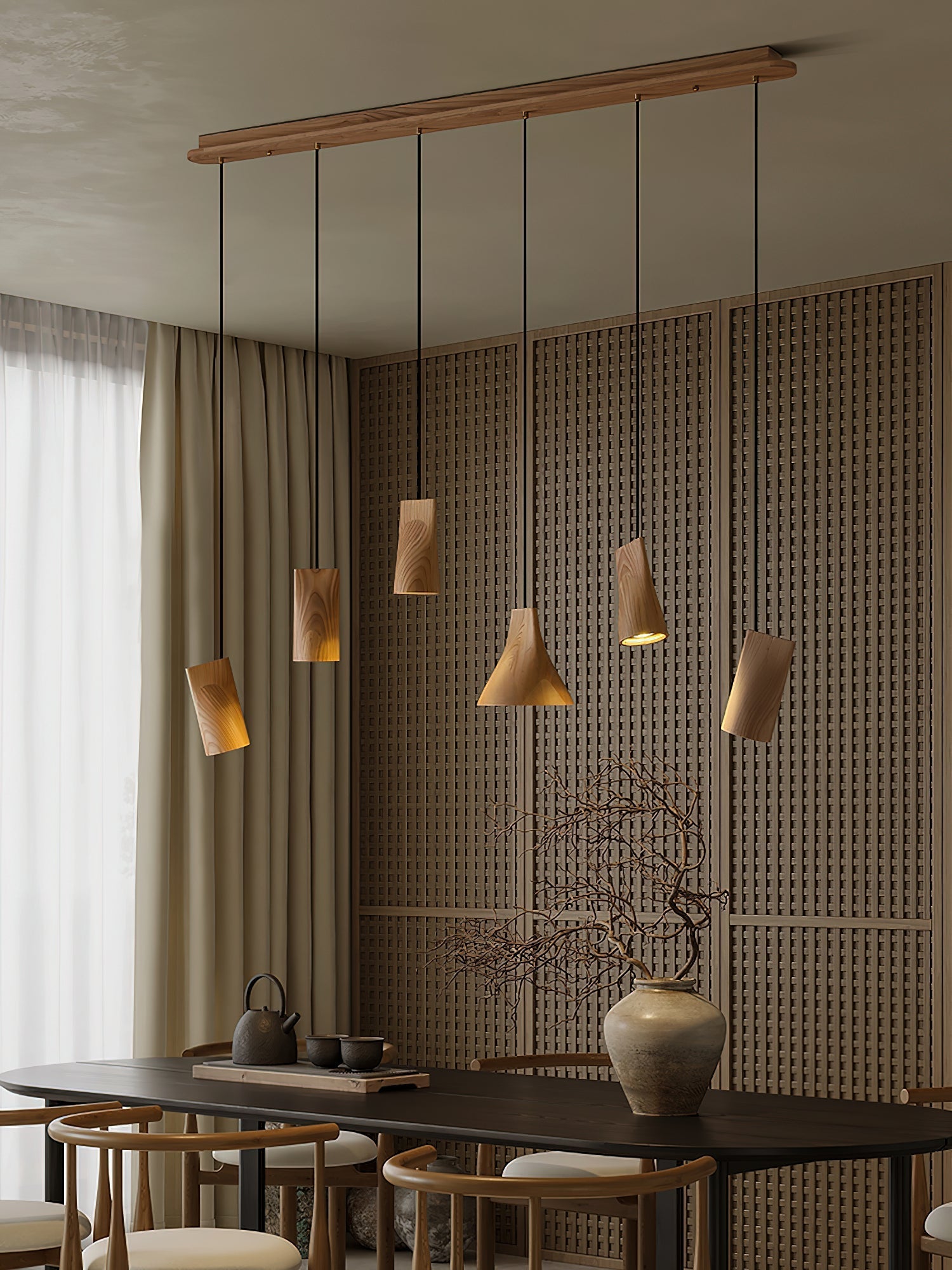 Ivarara Asymmetrical Wood Pendant Light - Blowlighting