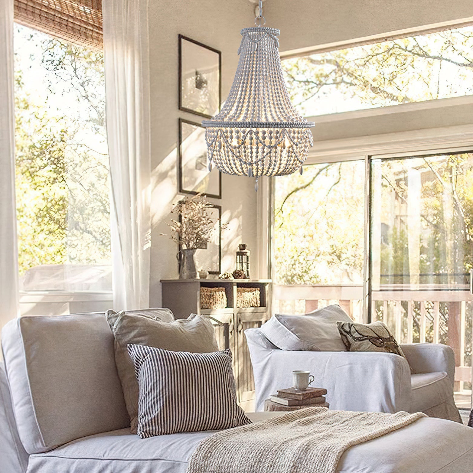 Eirikuvyu Postmodern Luxury Bead Metal Wood Chandelier - Lamp Copper