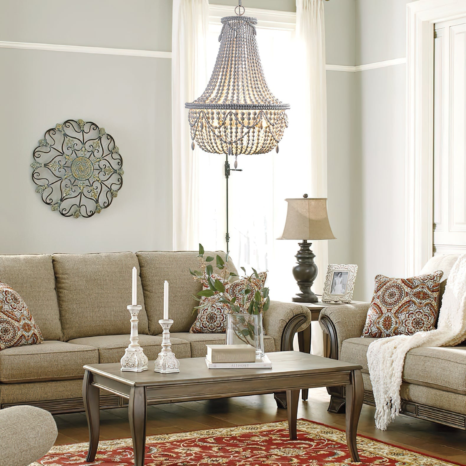 Eirikuvyu Postmodern Luxury Bead Metal Wood Chandelier - Lamp Copper