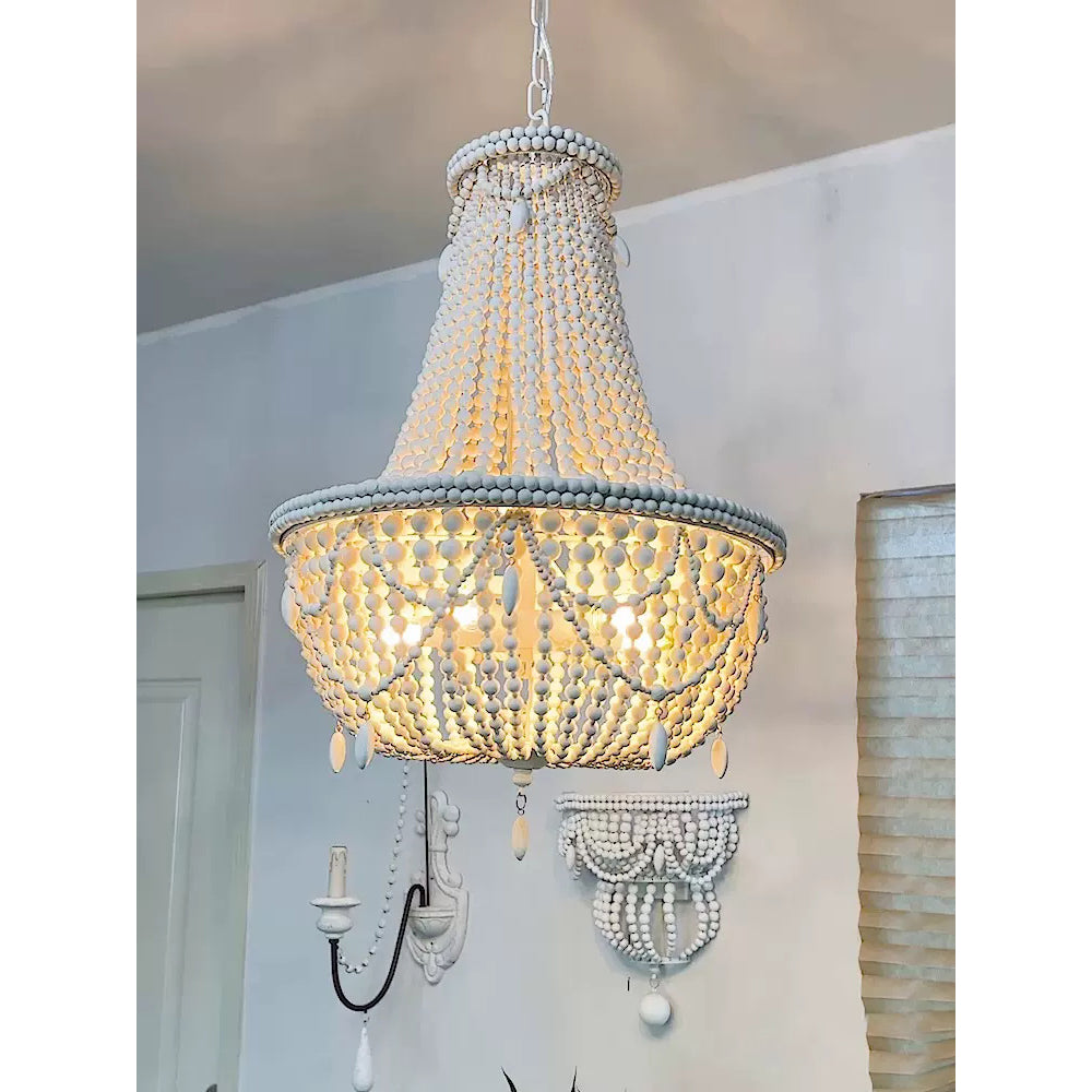 Eirikuvyu Postmodern Luxury Bead Metal Wood Chandelier - Lamp Copper