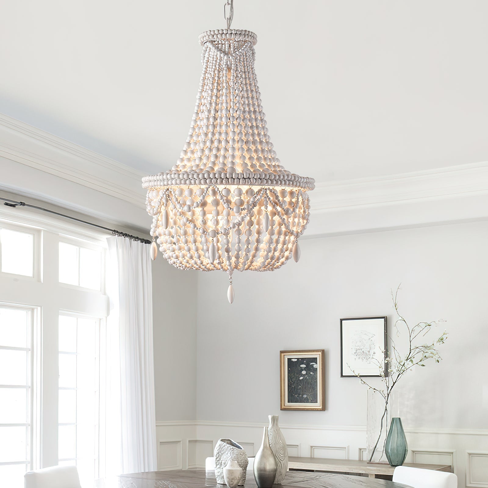 Eirikuvyu Postmodern Luxury Bead Metal Wood Chandelier - Lamp Copper
