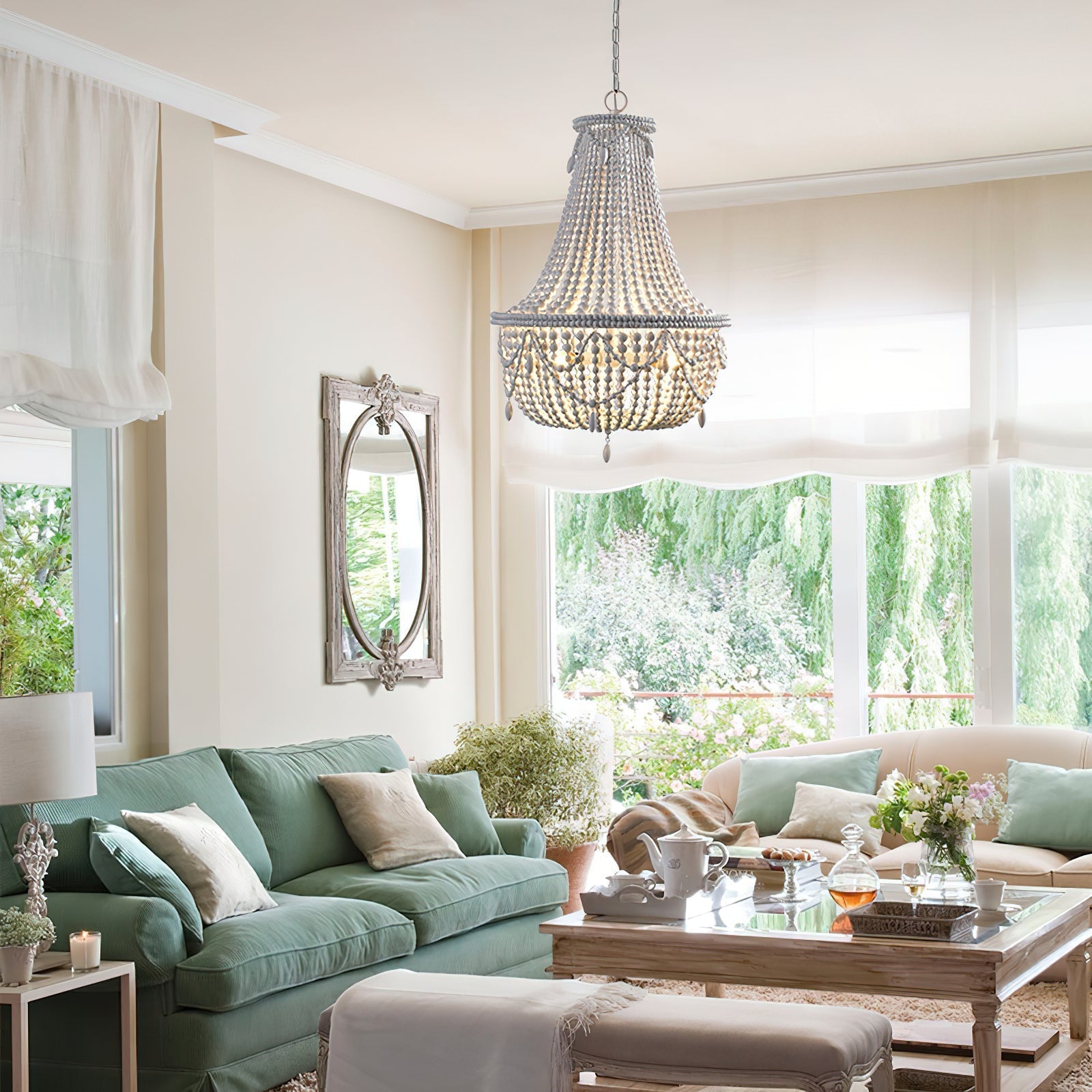 Eirikuvyu Postmodern Luxury Bead Metal Wood Chandelier - Lamp Copper