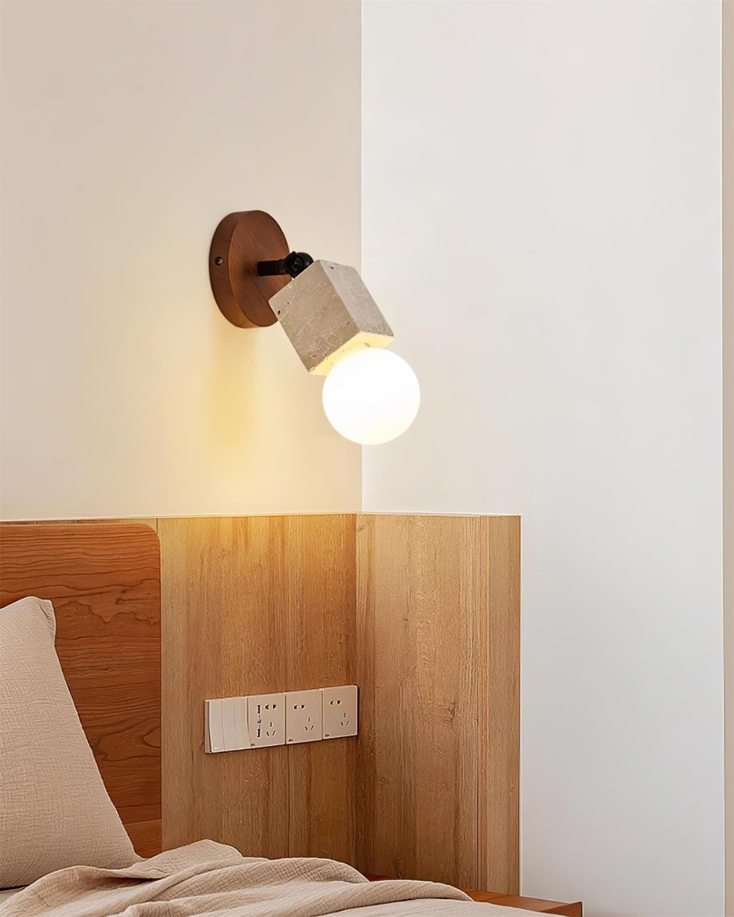 Ritta Applique Murale Travertin Mignon Plaque en Bois - Neutralighting