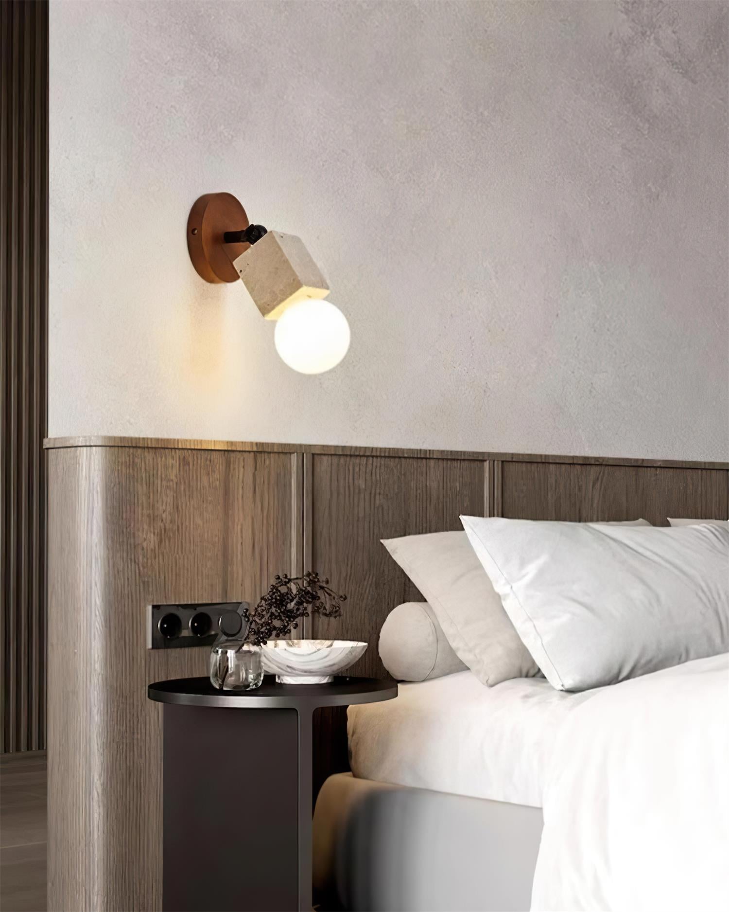 Ritta Applique Murale Travertin Mignon Plaque en Bois - Neutralighting