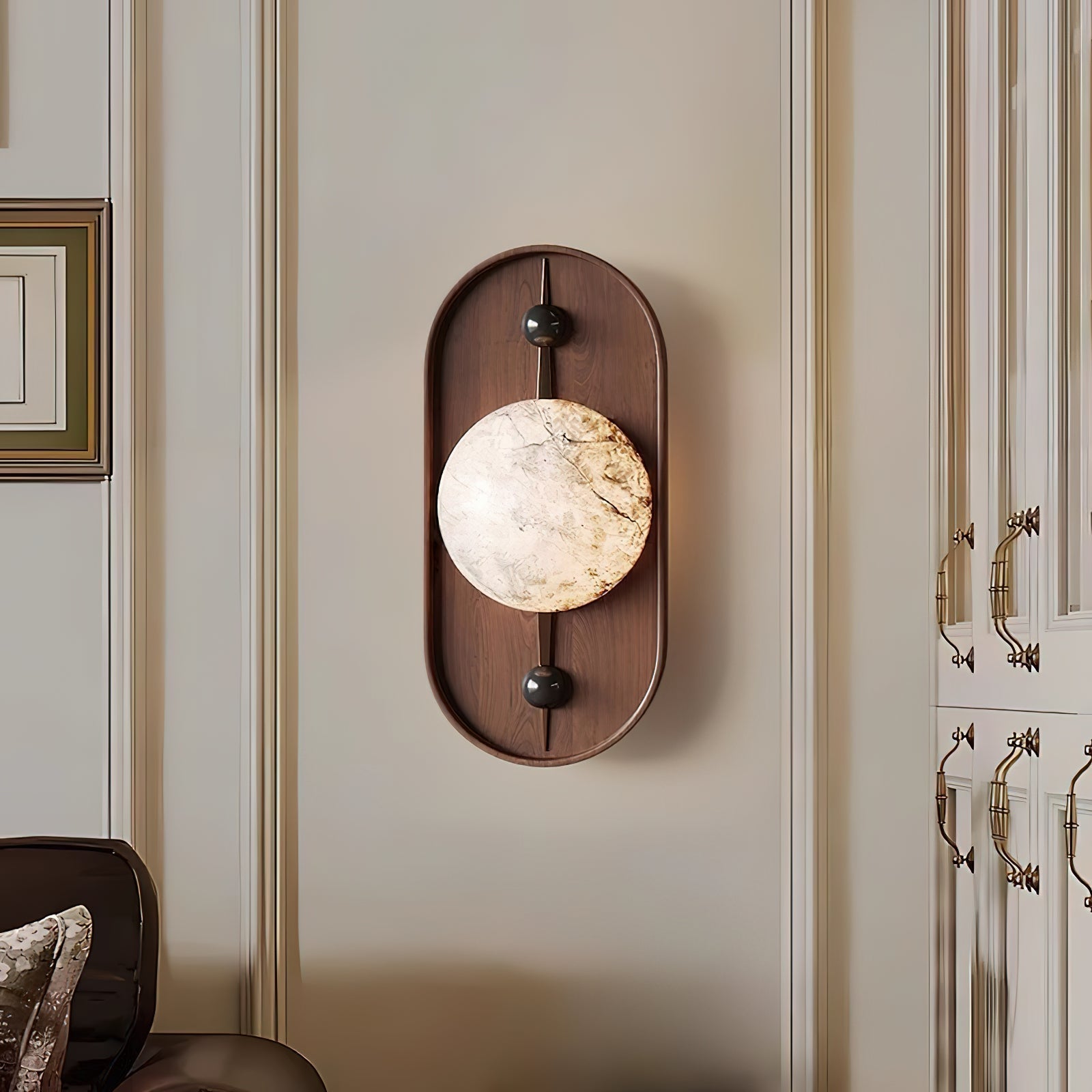 Lyvaran Oval Alabaster Wood Wall Light - Neutralighting