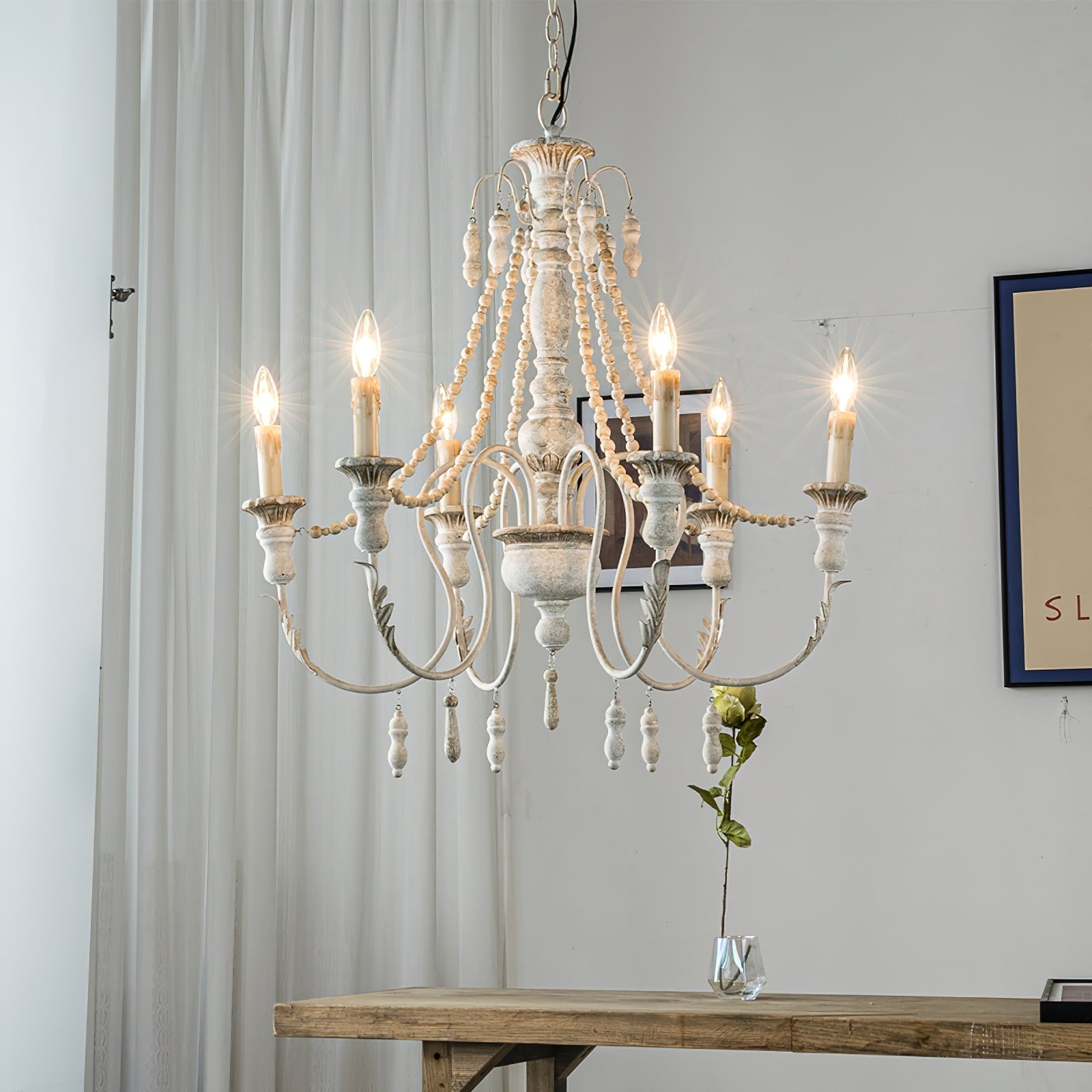 Norduvyh Postmodern Luxury Traditional Wooden Metal Chandelier - Lamp Copper