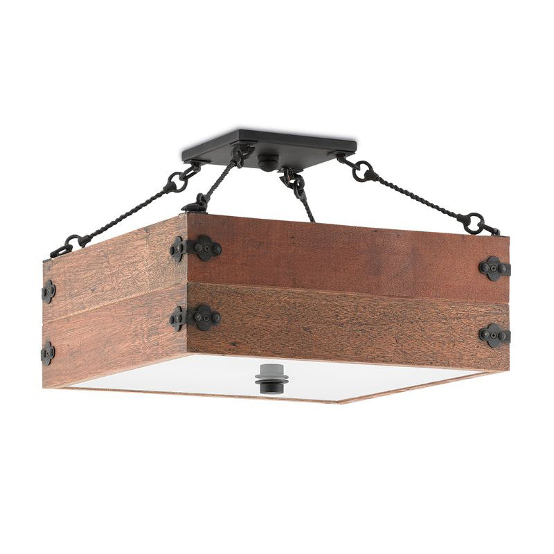 Ljomuvyu Vintage Industrial Wooden Acrylic Semi-Flush Ceiling Lamp - Lamp Copper