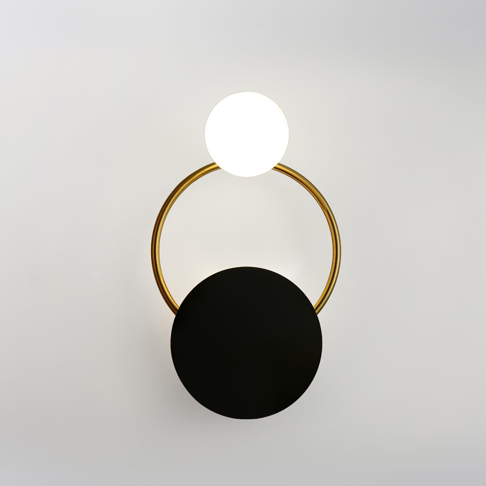 Arisha Applique Murale LED Moderne à Triple Anneau, Métal/Verre, Noir/Or, Chambre à Coucher - Neutralighting