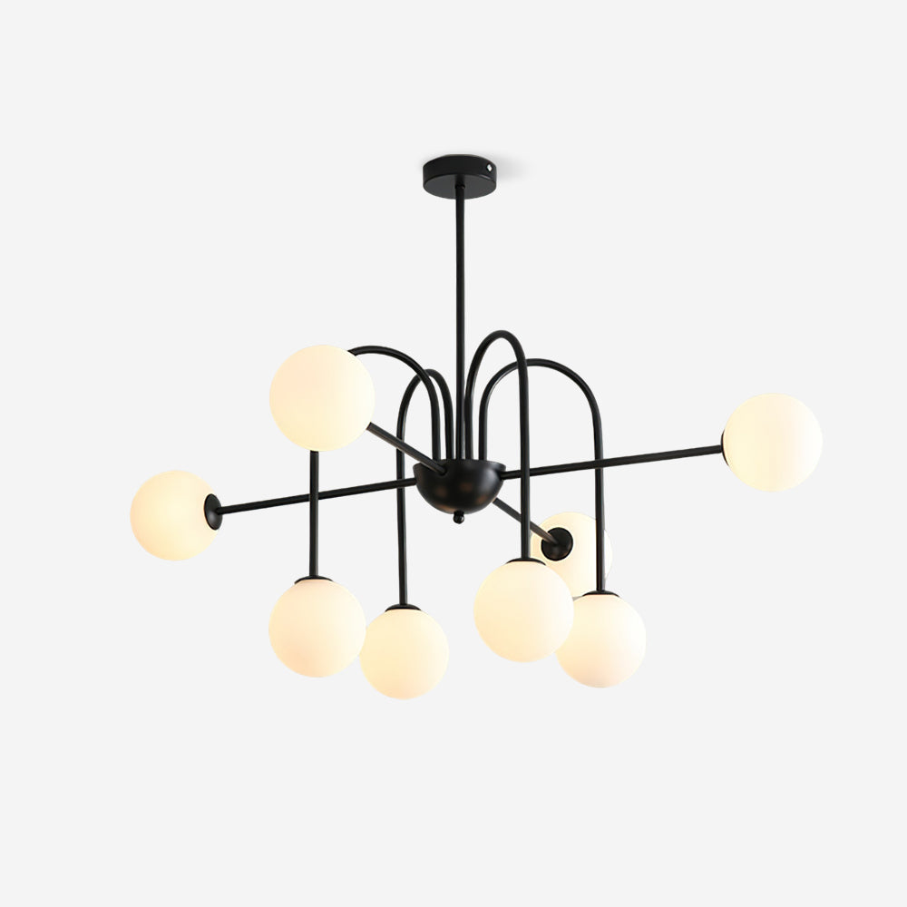 Virelli Lustre Arches Noires Globes en Verre Minimaliste - Neutralighting