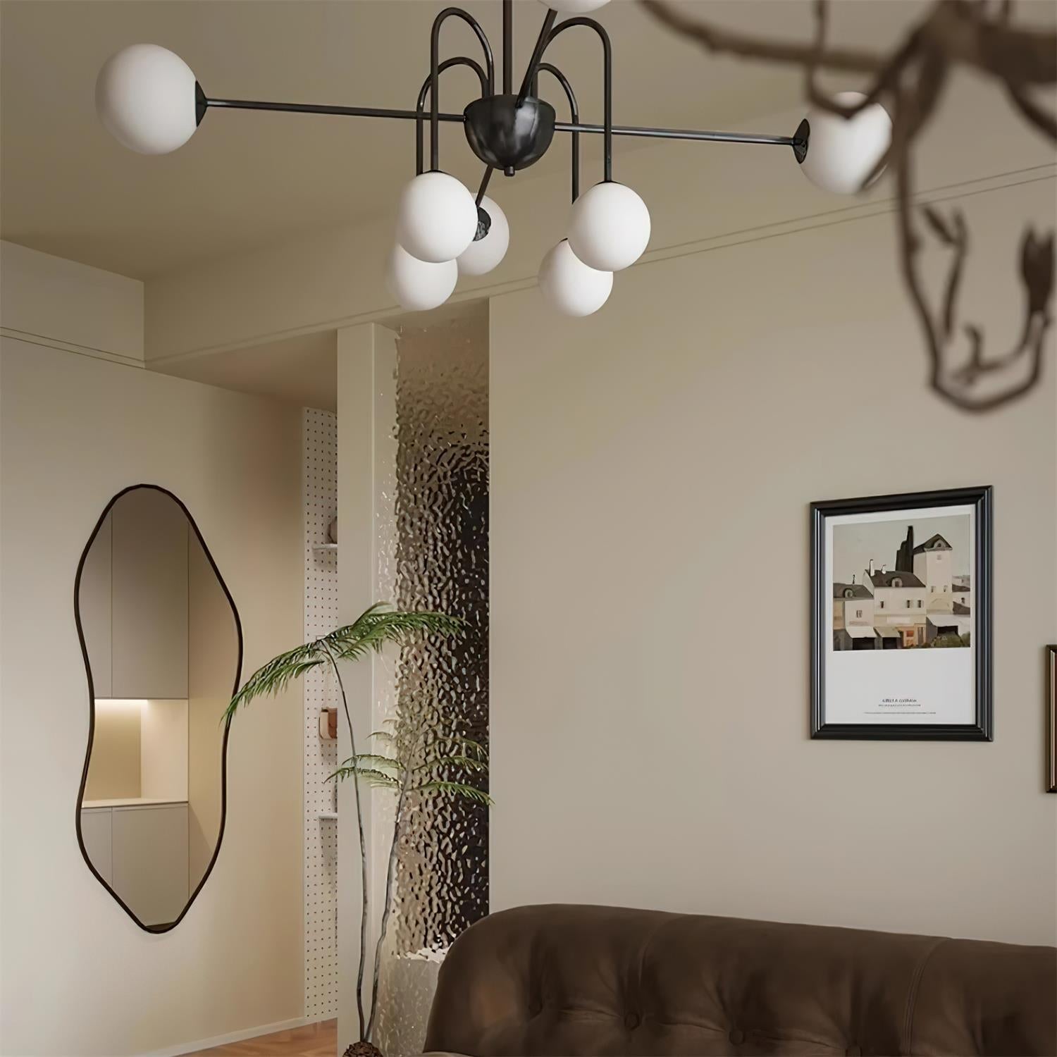 Virelli Lustre Arches Noires Globes en Verre Minimaliste - Neutralighting