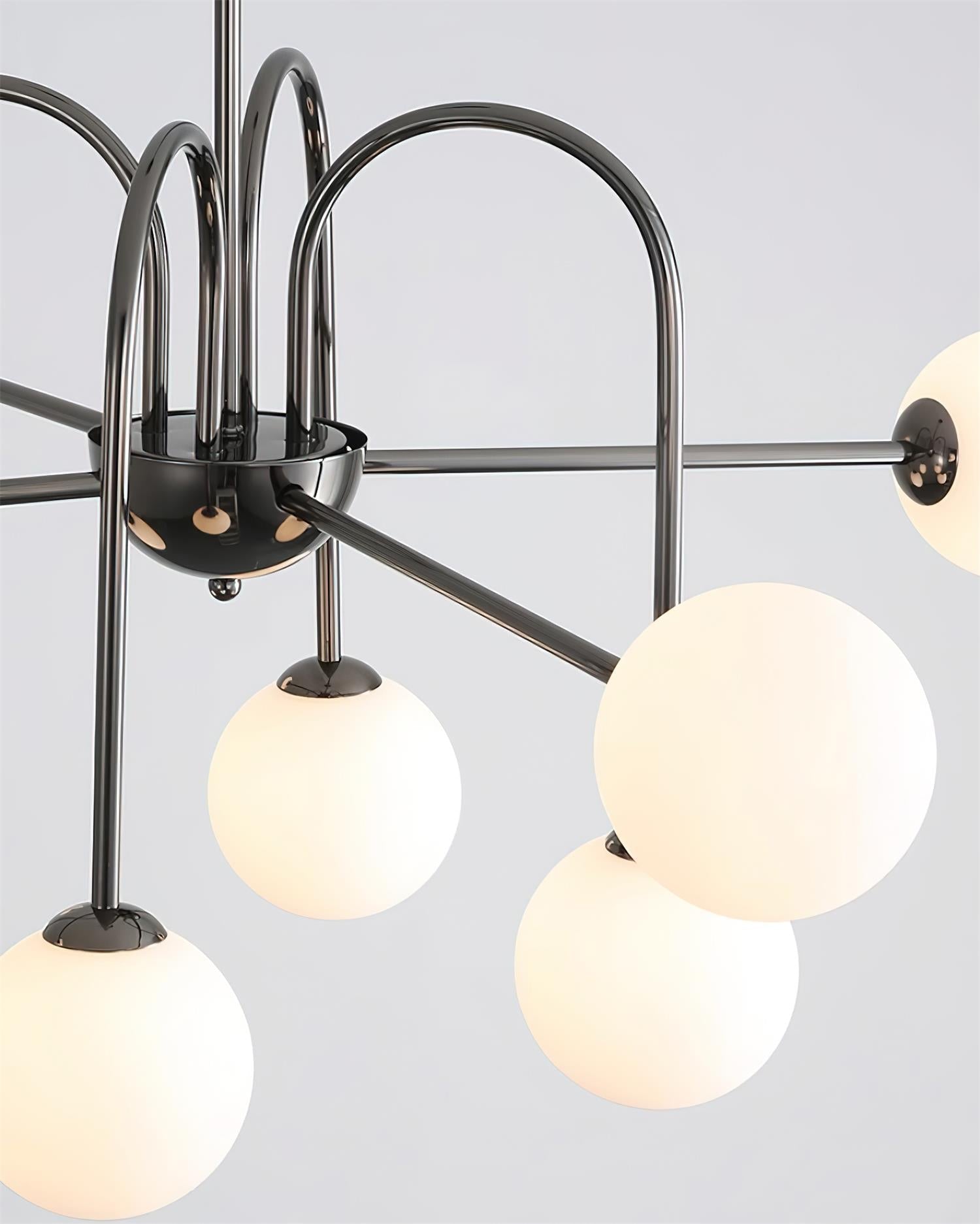 Virelli Lustre Arches Noires Globes en Verre Minimaliste - Neutralighting