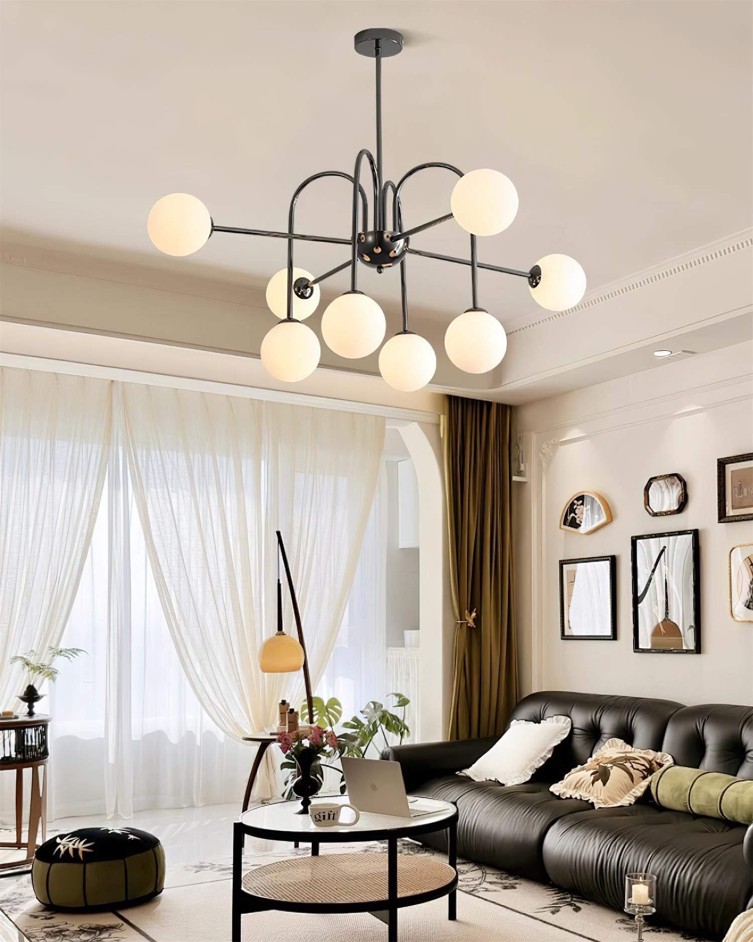Virelli Lustre Arches Noires Globes en Verre Minimaliste - Neutralighting