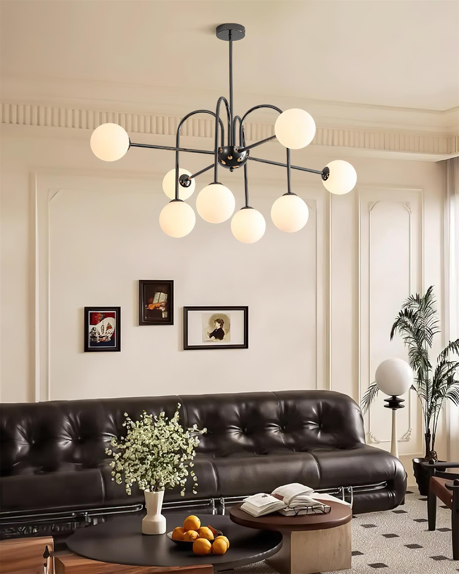 Virelli Lustre Arches Noires Globes en Verre Minimaliste - Neutralighting