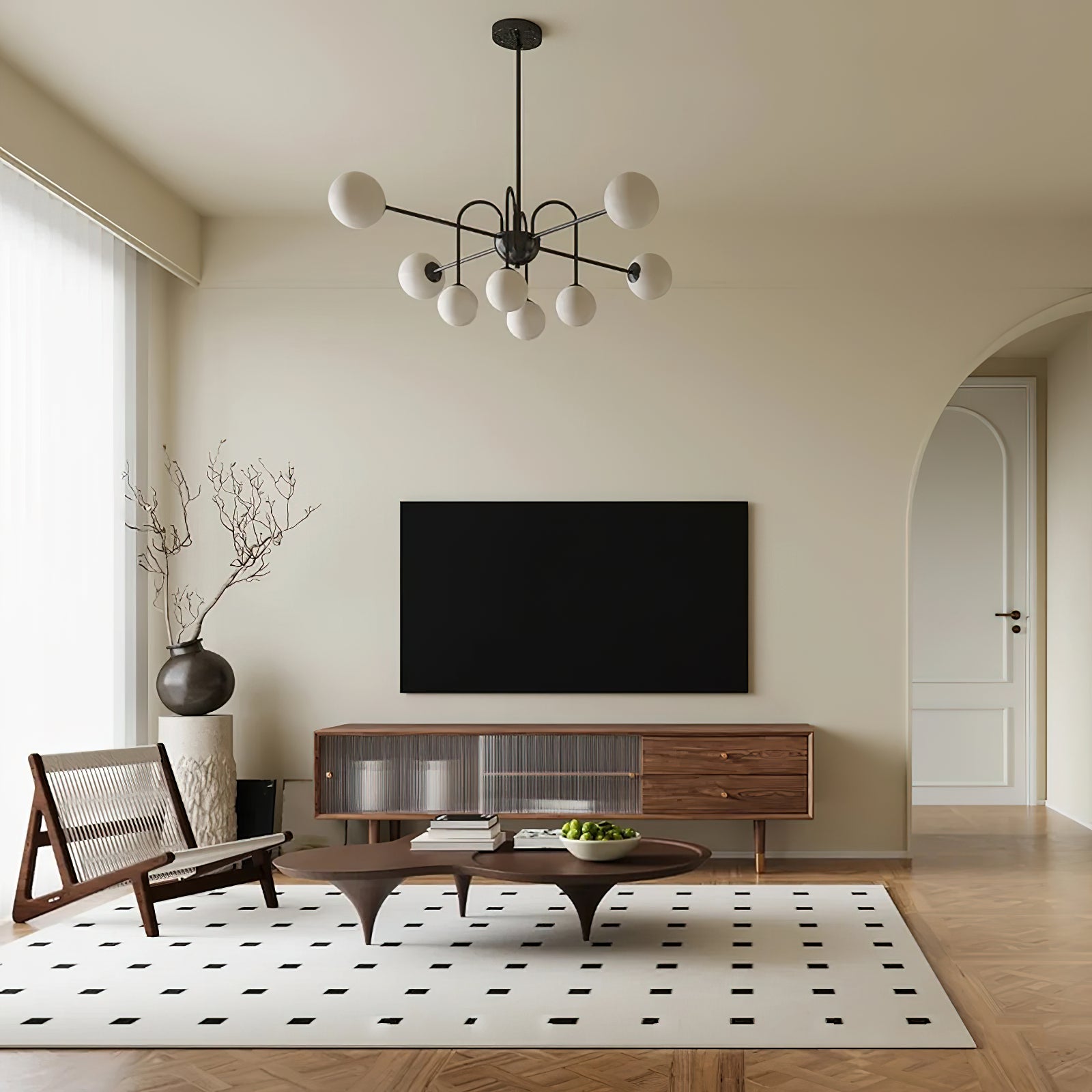 Virelli Lustre Arches Noires Globes en Verre Minimaliste - Neutralighting