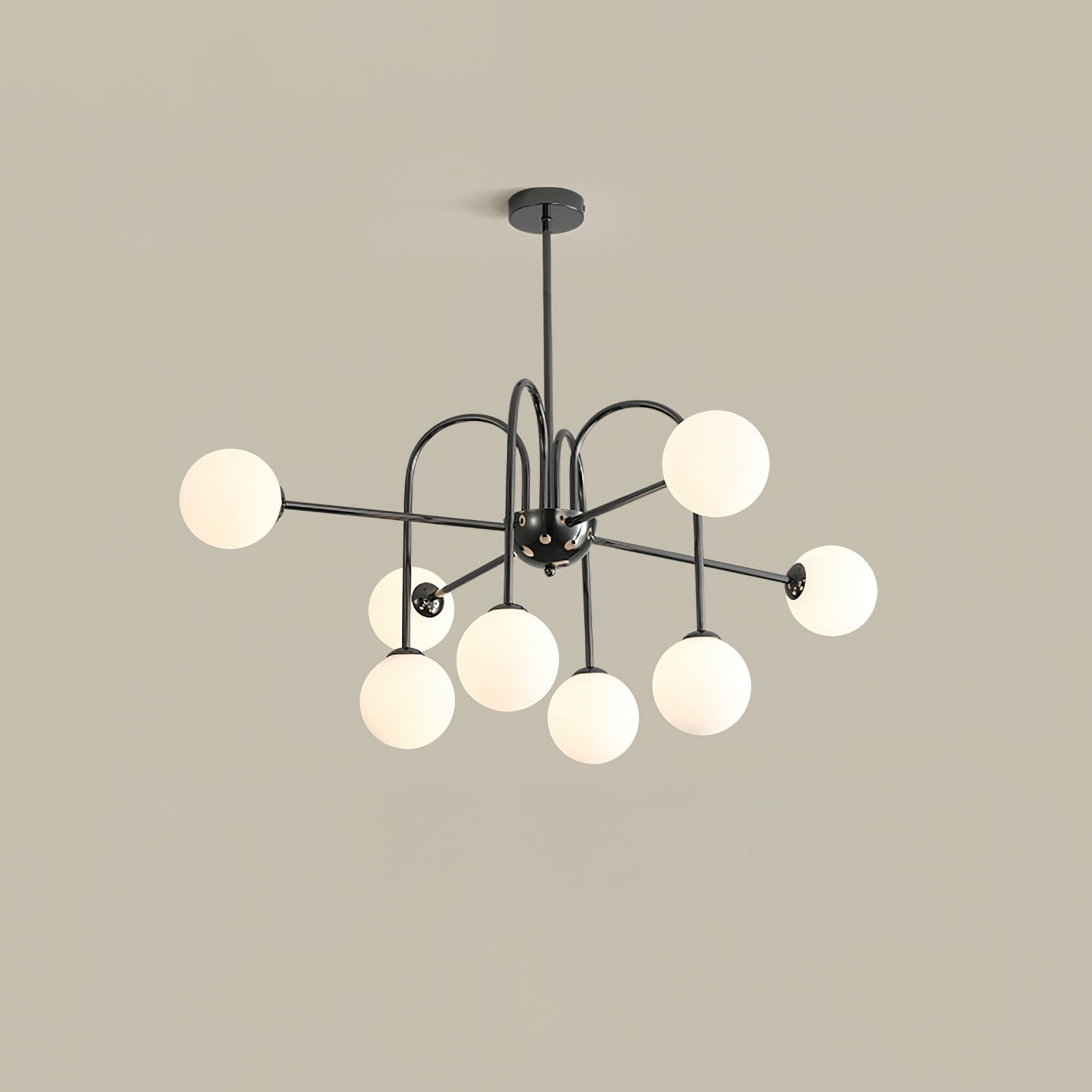 Virelli Lustre Arches Noires Globes en Verre Minimaliste - Neutralighting