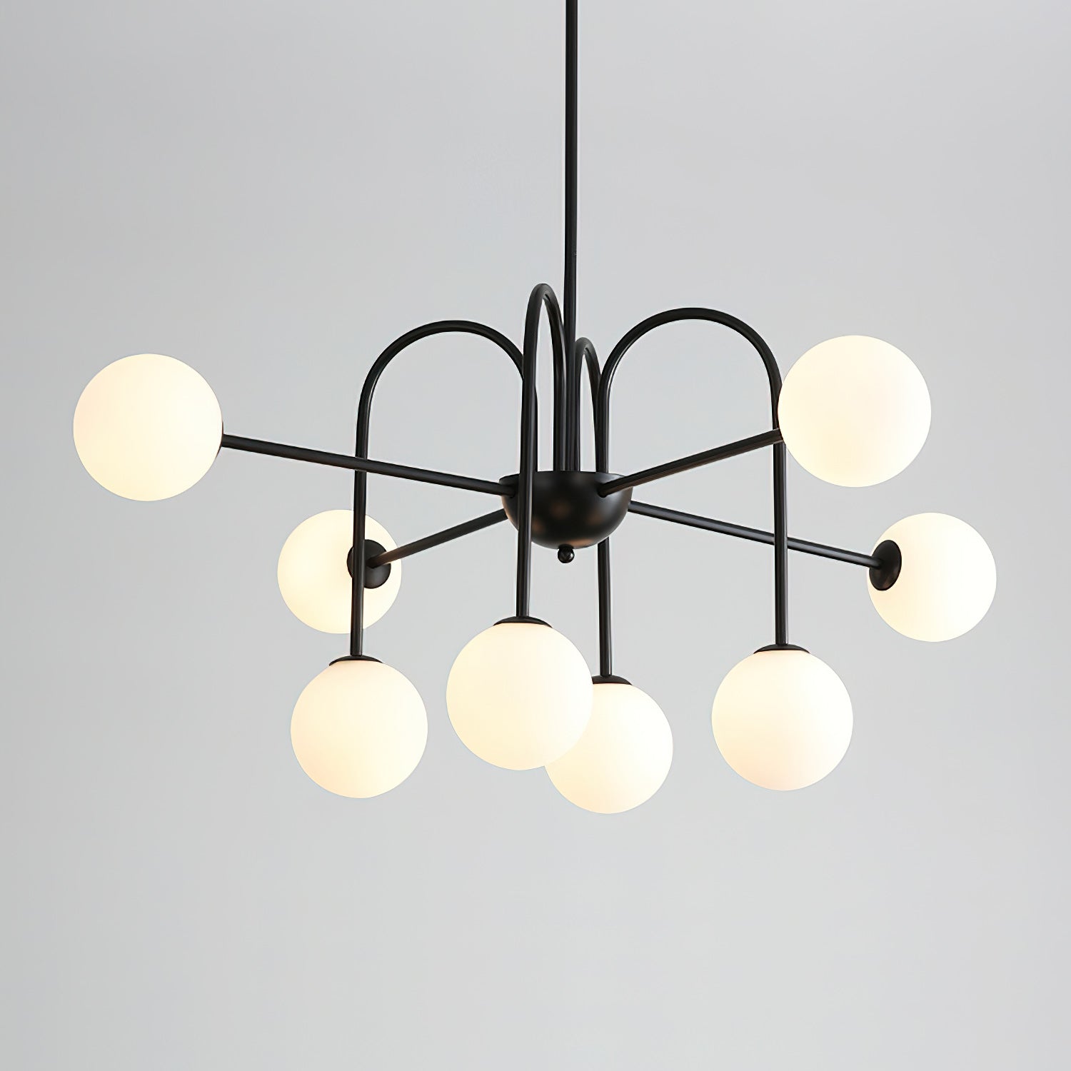 Virelli Lustre Arches Noires Globes en Verre Minimaliste - Neutralighting