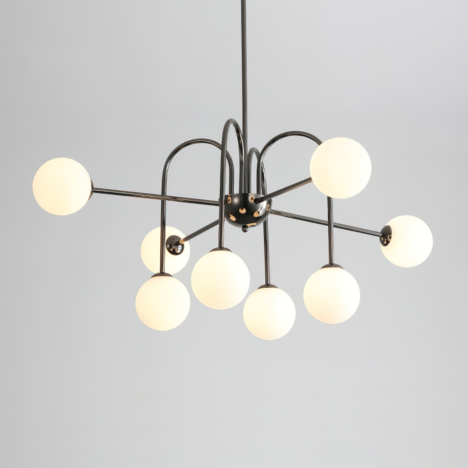 Virelli Lustre Arches Noires Globes en Verre Minimaliste - Neutralighting