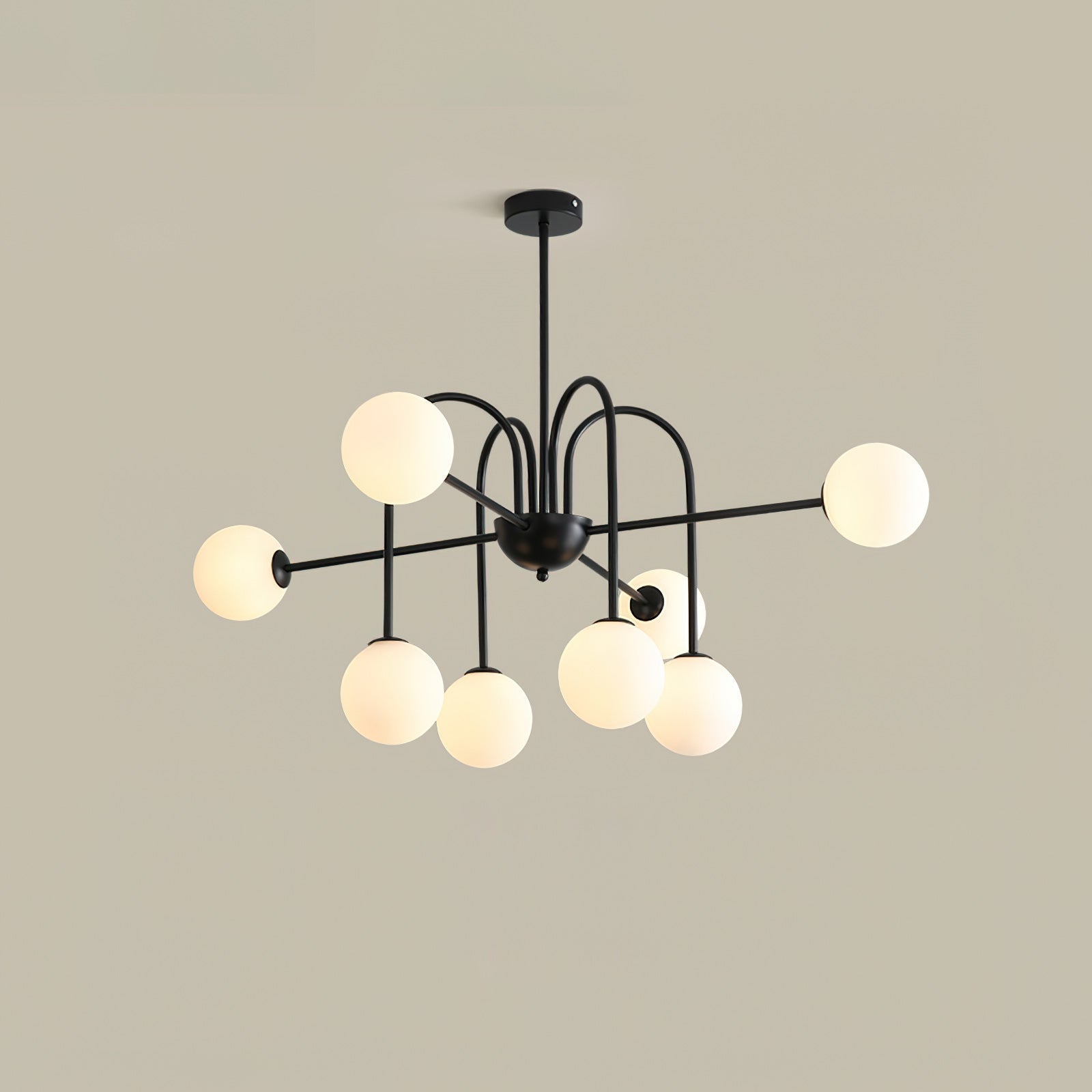 Virelli Lustre Arches Noires Globes en Verre Minimaliste - Neutralighting