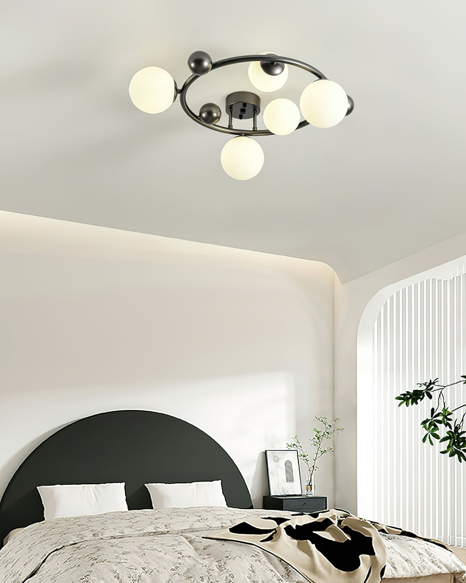 Keden Plafonnier Givré Verre Orbite Anneau Moderne - Neutralighting