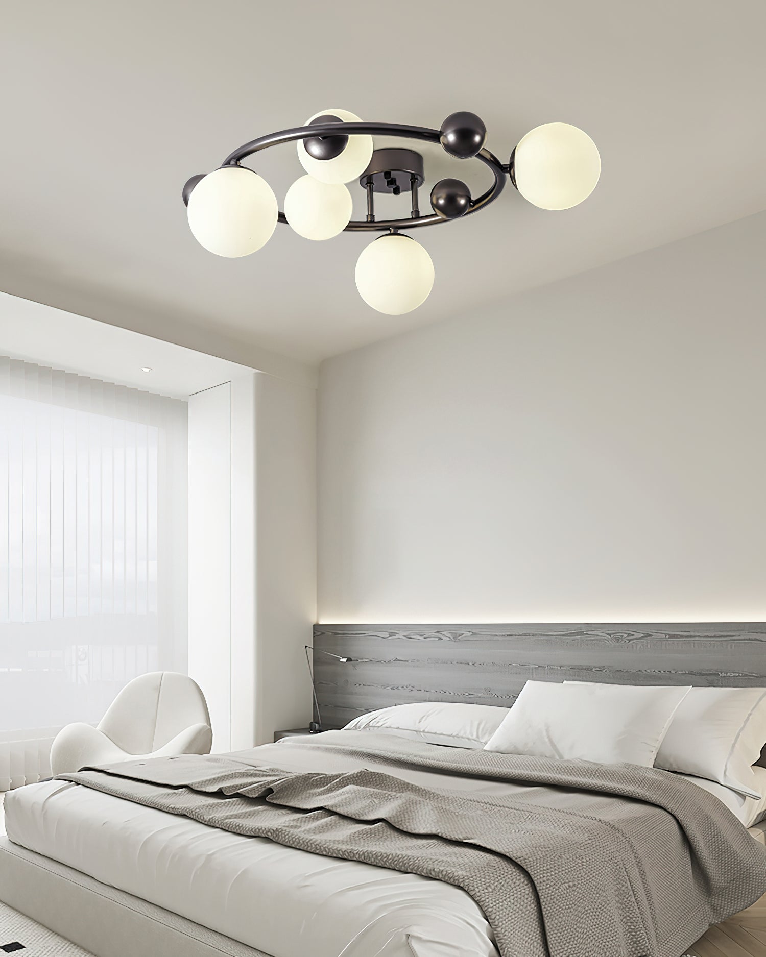 Keden Plafonnier Givré Verre Orbite Anneau Moderne - Neutralighting