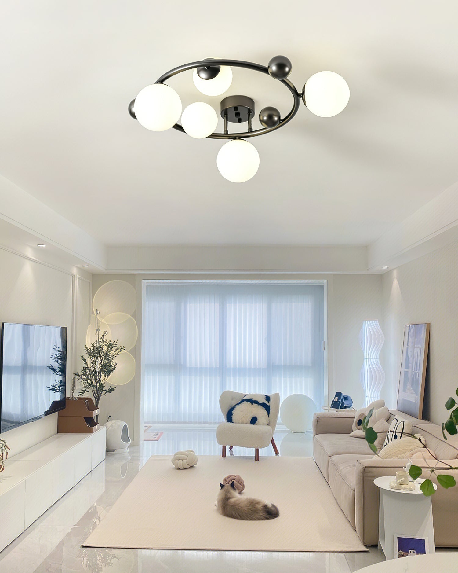 Keden Plafonnier Givré Verre Orbite Anneau Moderne - Neutralighting