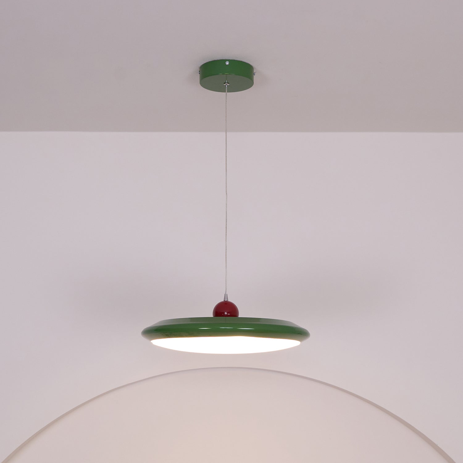 Lustra Lampe Pendante Disque Acrylique Blanc Bord Vert Rouge Audacieux - Neutralighting