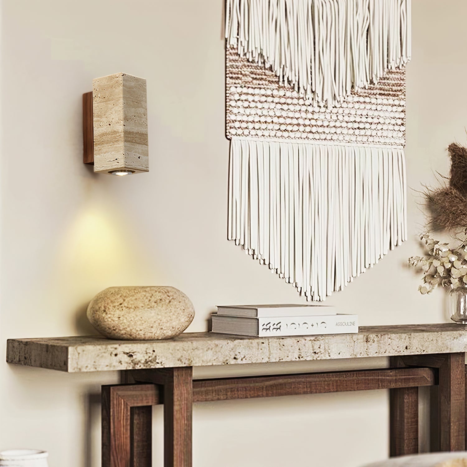 Veyrila Rectangular Travertine Wall Light - Neutralighting