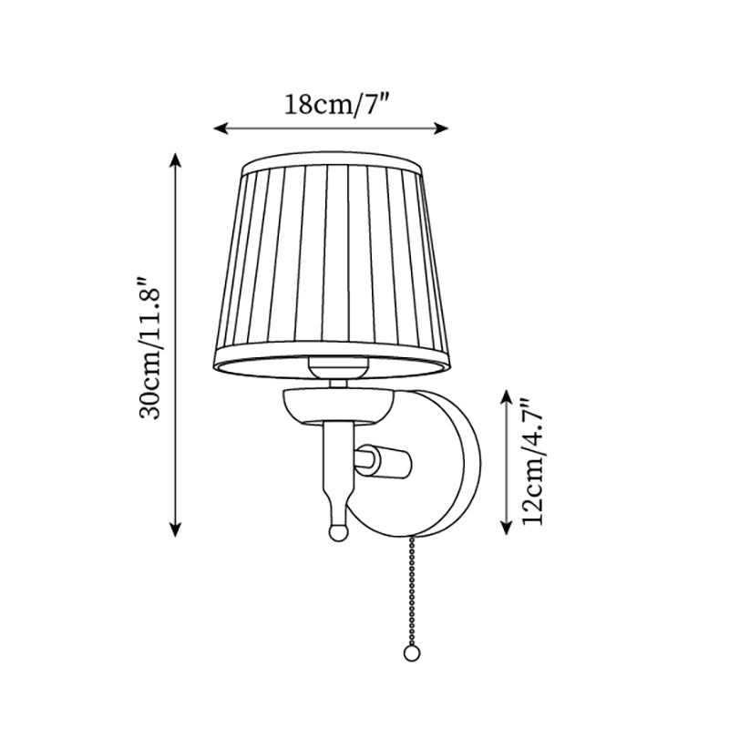 Wall Lamp Fabric Shade Modern Classic Gold Walnut Sconce Bedroom - Letslighting