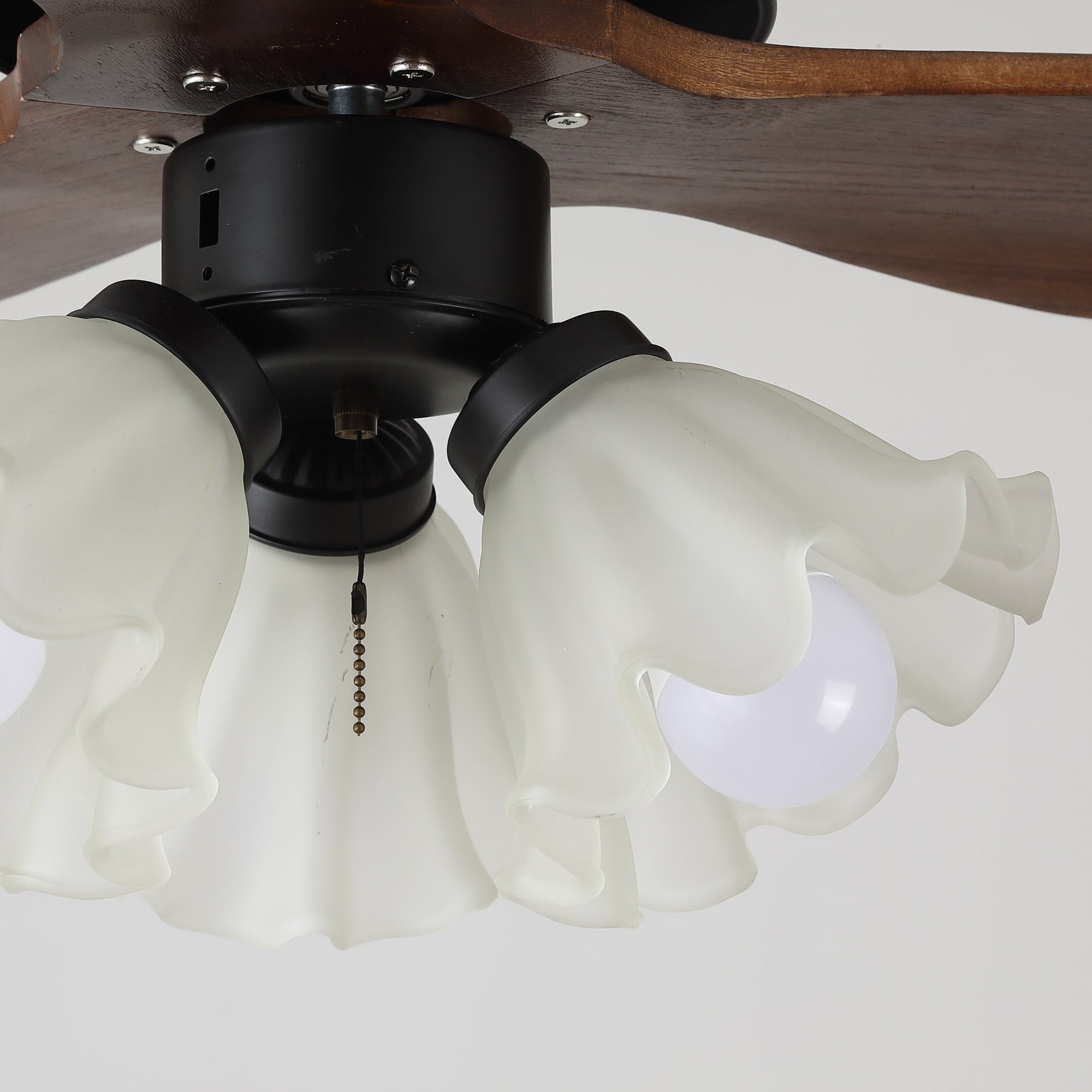 Plafonnier Ventilateur Novrik Air, détail de l'abat-jour en verre