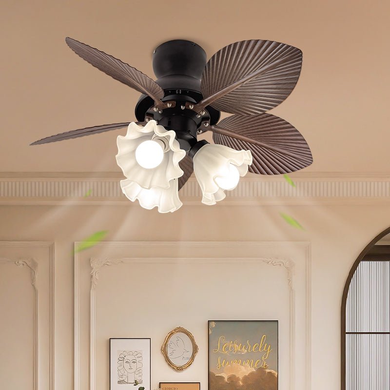 Profil latéral du plafonnier ventilateur Qers montrant ses dimensions.