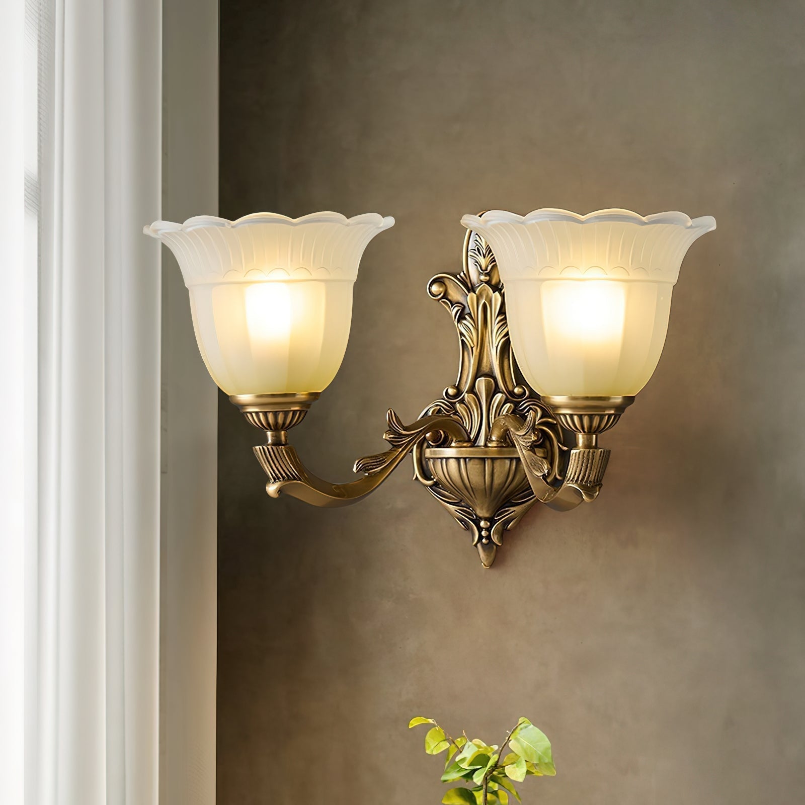 Sifuvyd Luxe Fleur Laiton Verre Métal Applique Murale - Neutralighting