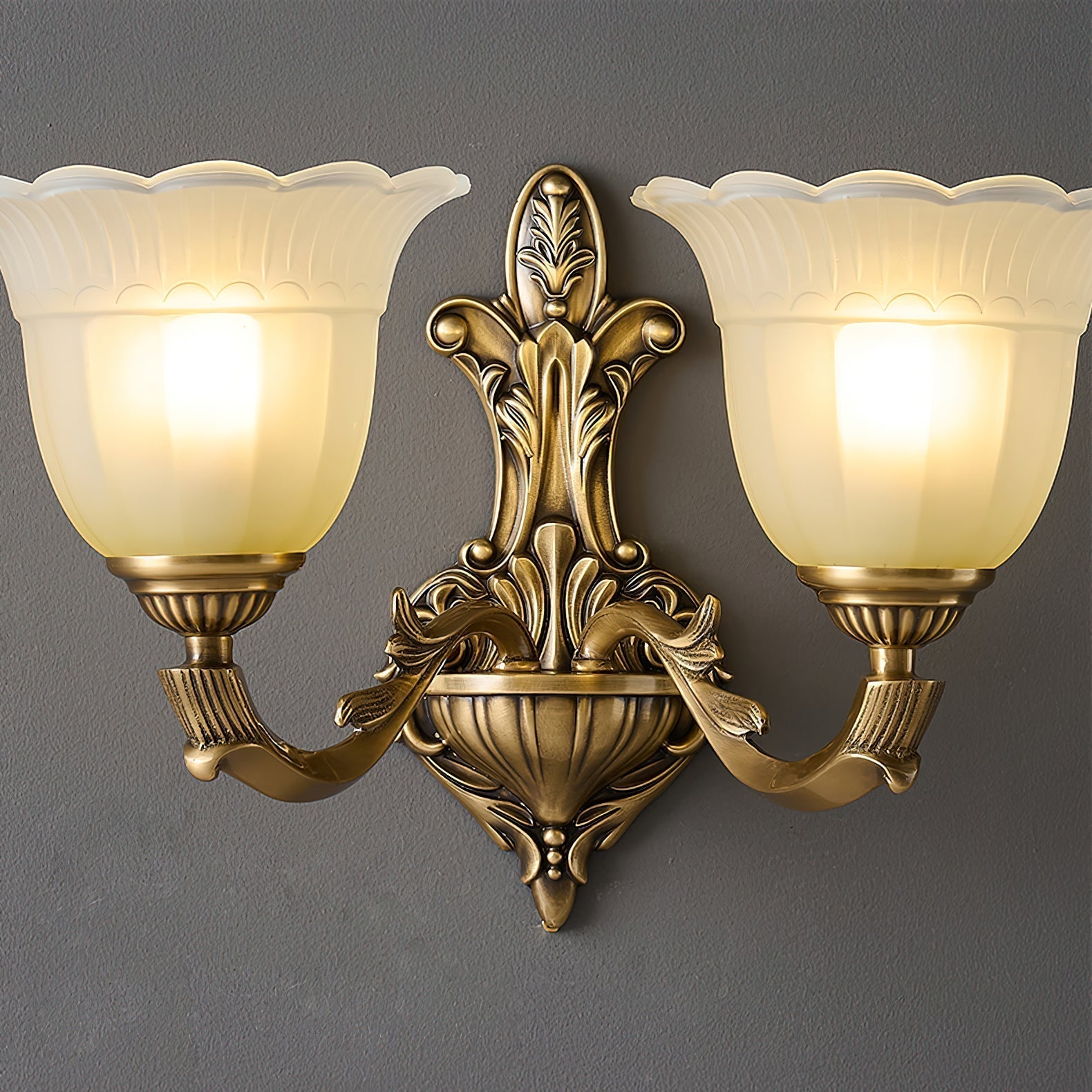 Sifuvyd Luxe Fleur Laiton Verre Métal Applique Murale - Neutralighting