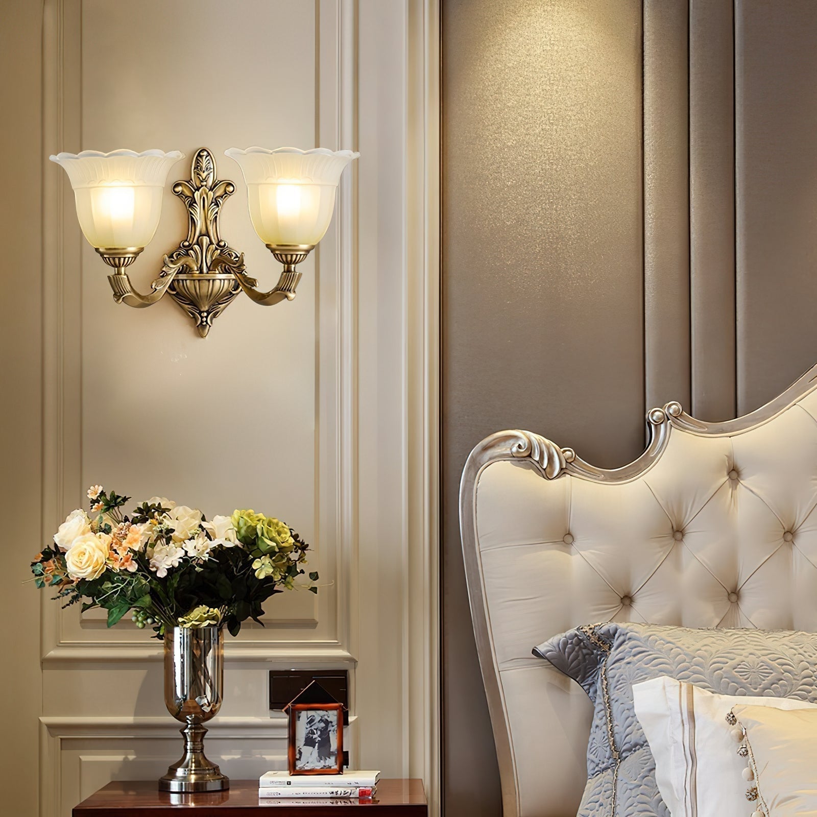 Sifuvyd Luxe Fleur Laiton Verre Métal Applique Murale - Neutralighting