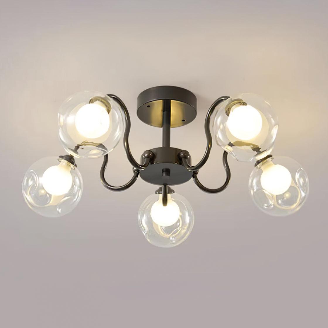 Orb Lustre Plafonnier Verre Globe Fleur Cadre Noir - Neutralighting