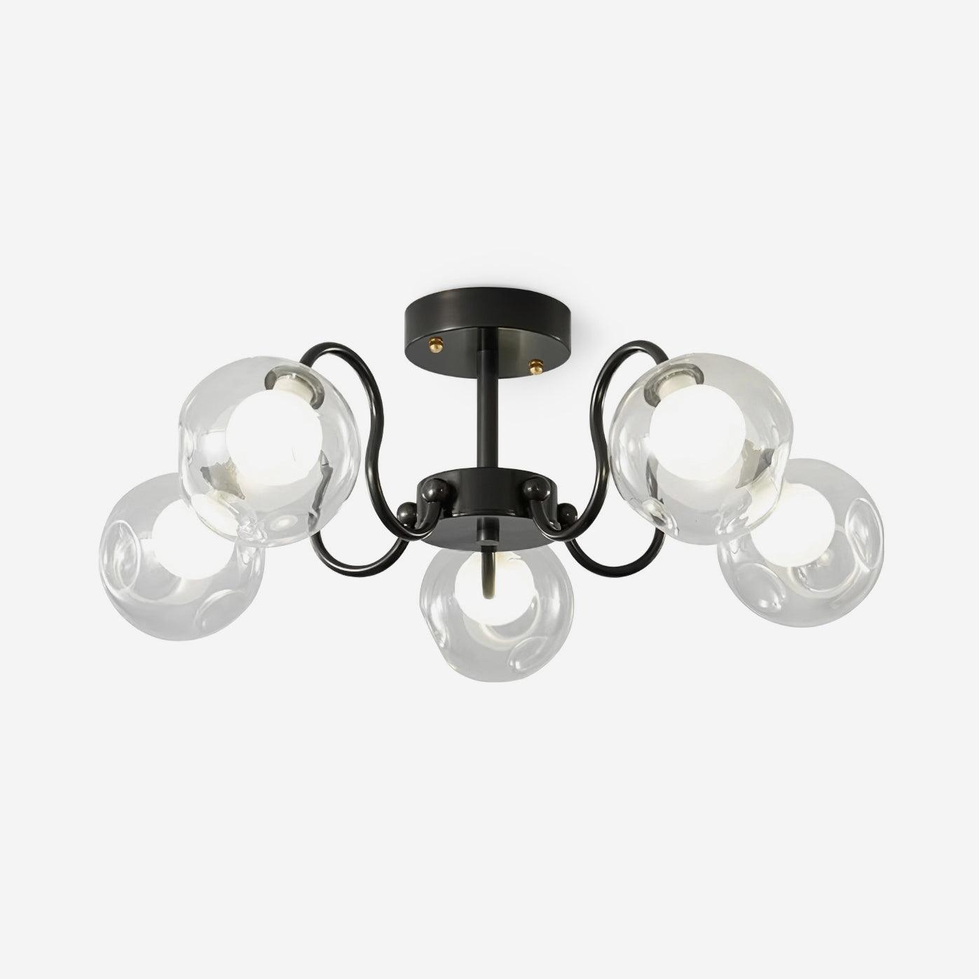 Orb Lustre Plafonnier Verre Globe Fleur Cadre Noir - Neutralighting