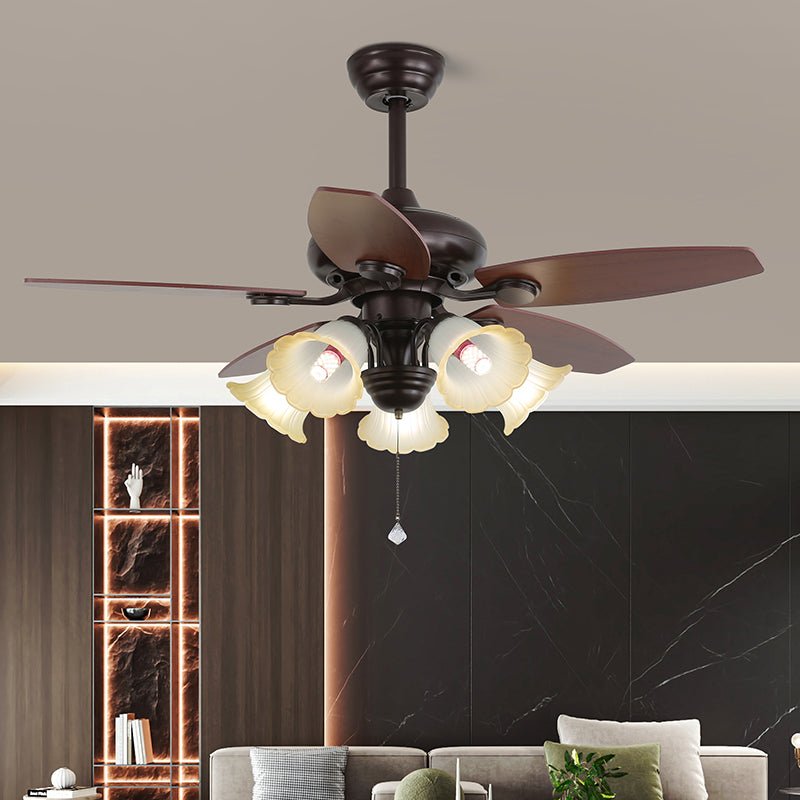 Plafonnier Ventilateur Vintage Elora avec finition Noire
