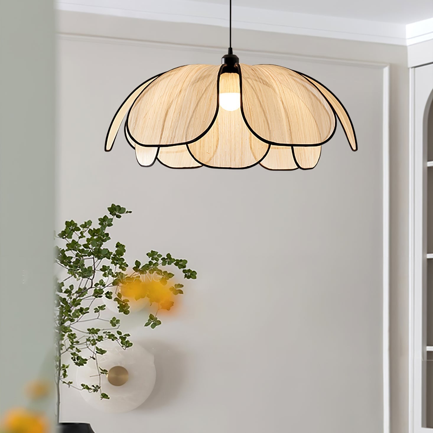 Elthaus Lampe Pendante Feuille Fiber Fleur - Neutralighting