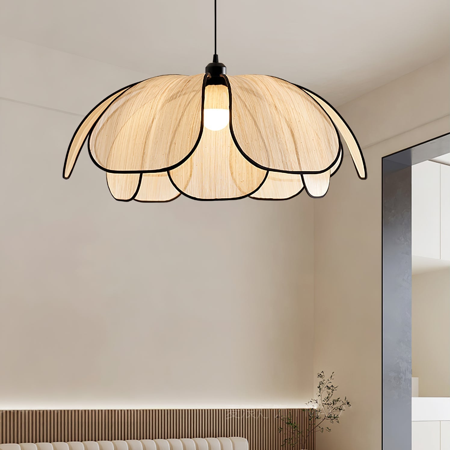 Elthaus Lampe Pendante Feuille Fiber Fleur - Neutralighting