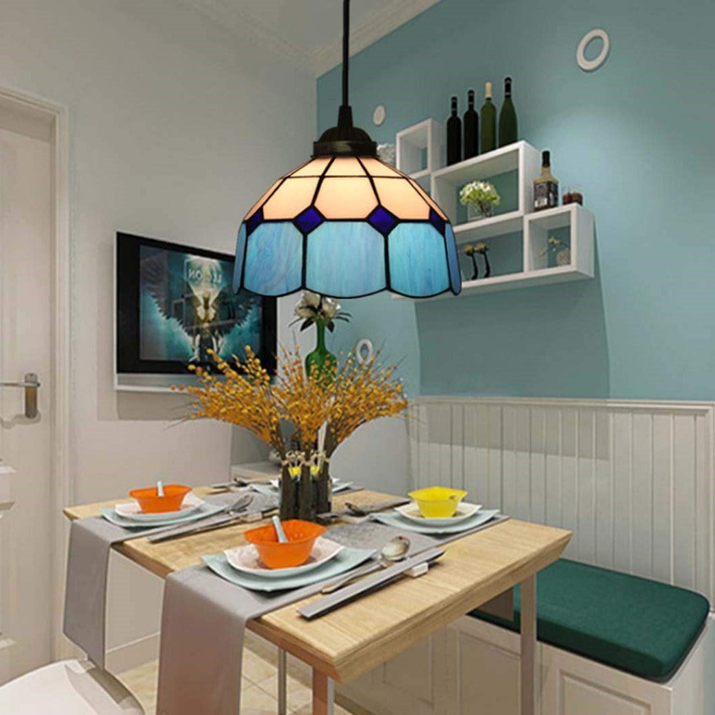 Tiffany Dôme Ombre Européenne Suspension Tachée Verre Salon - Neutralighting