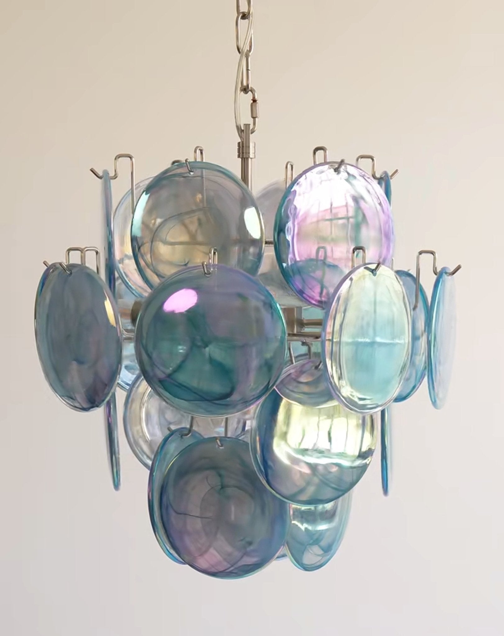 Aurora Chandelier Blue Murano Glass Disc Vintage - Letslighting