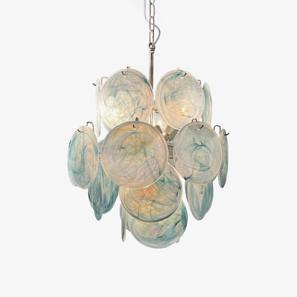 Aurora Chandelier Blue Murano Glass Disc Vintage - Letslighting