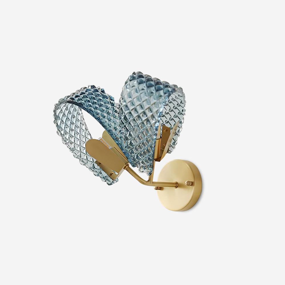 Aira Applique Murale Bleue en Verre Nervuré avec Bras en Laiton, Style Chic et Glamour - Neutralighting