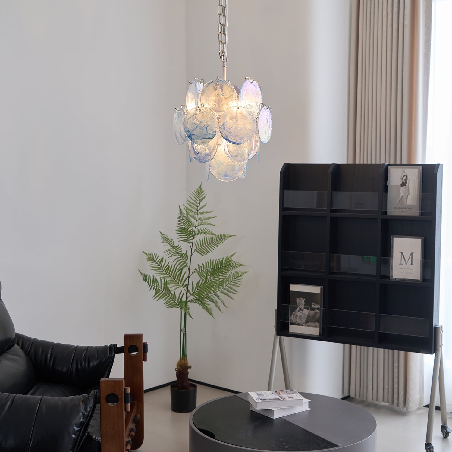 BlWaegnuvyj Individuel Créativité Disque Métal Verre Lustre - Neutralighting